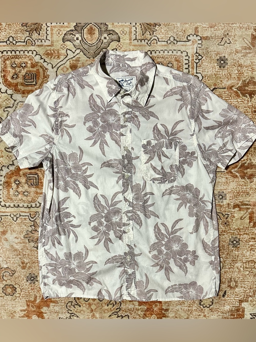 Men’s American Eagle Short Sleeve Button Up Hawaiian Resort Shirt